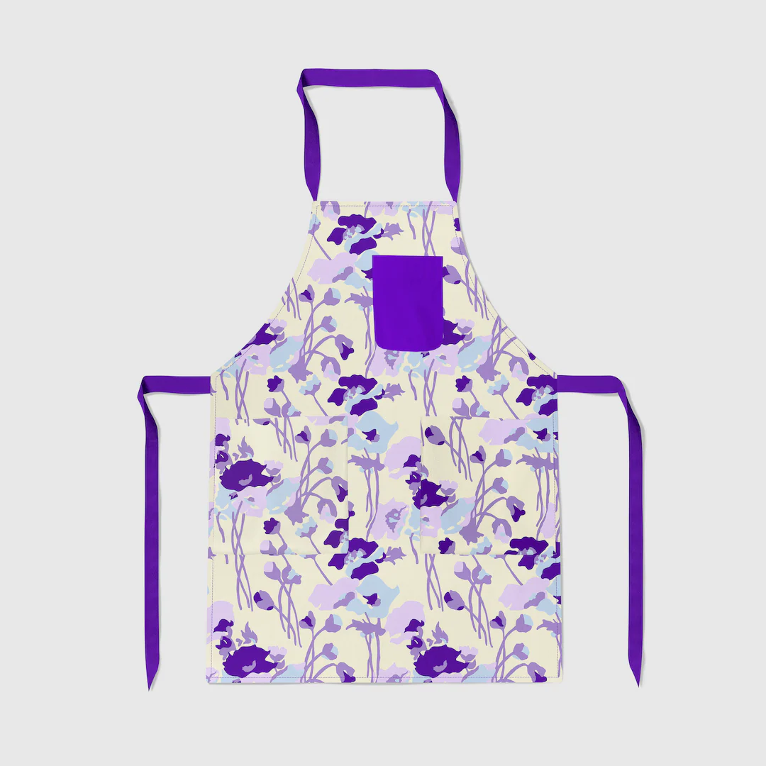 Dini's Rustic Floral in Ecru and Purple Apron - Pasdaily