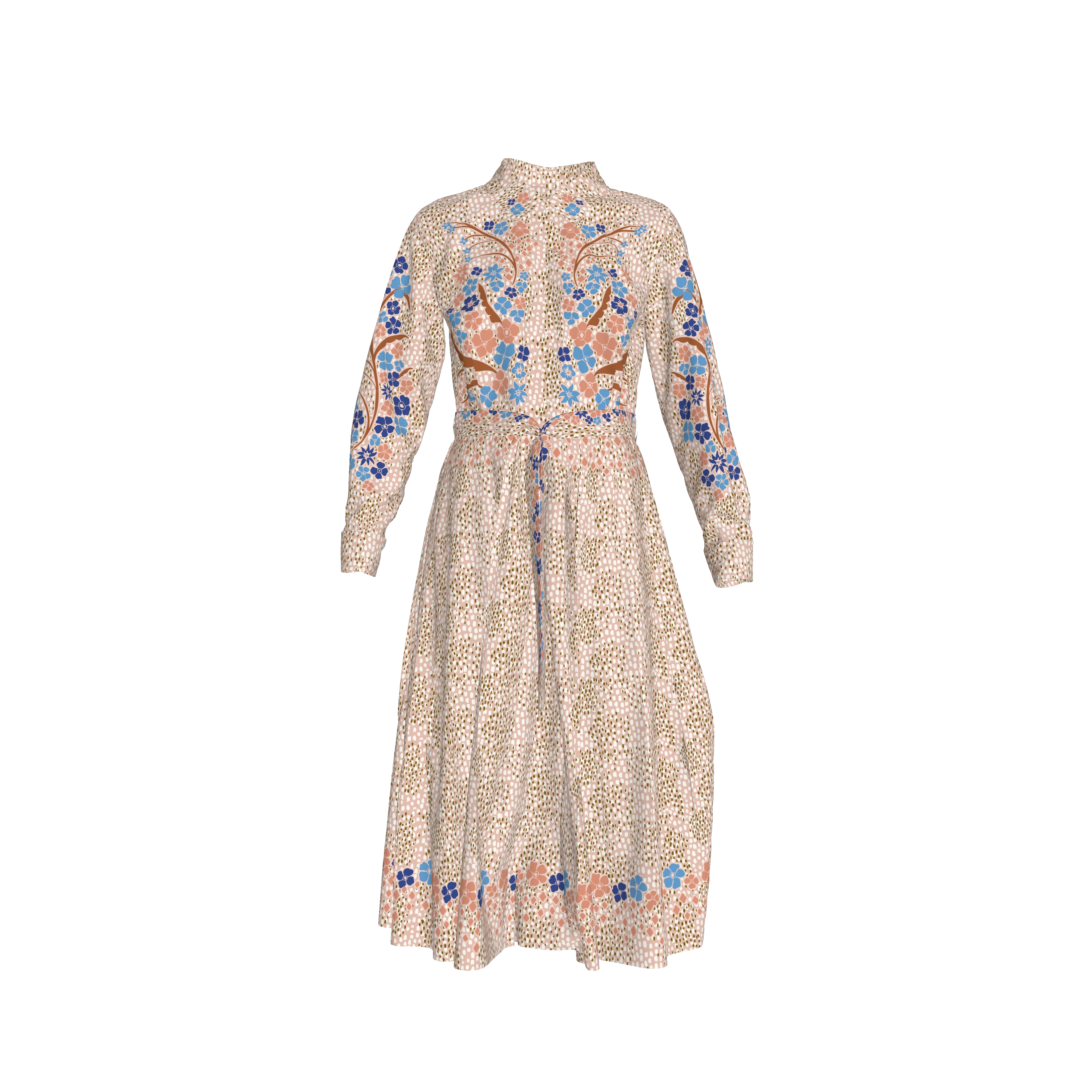 The Allyson Dress in Silk | Blush Baroque Floral - Pasdaily