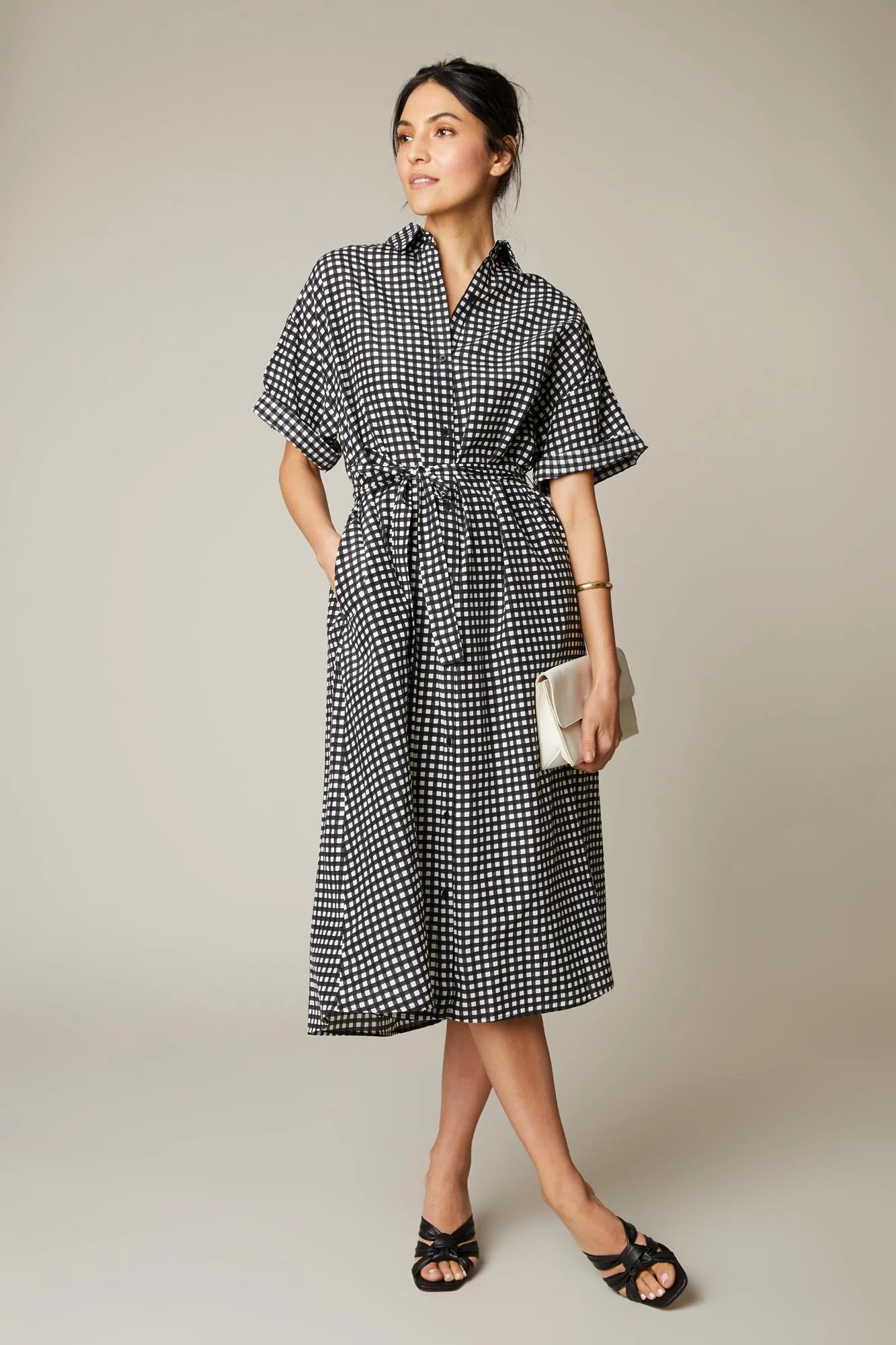 The Sarah Shirtdress | Black Gingham - Pasdaily