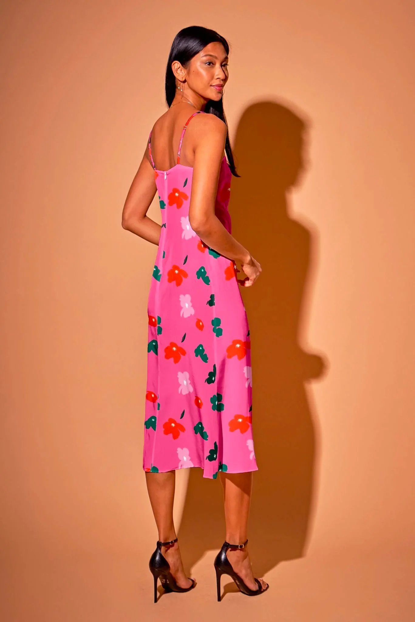 Stevie Slip Dress | Pink Painted Poppies - Pasdaily