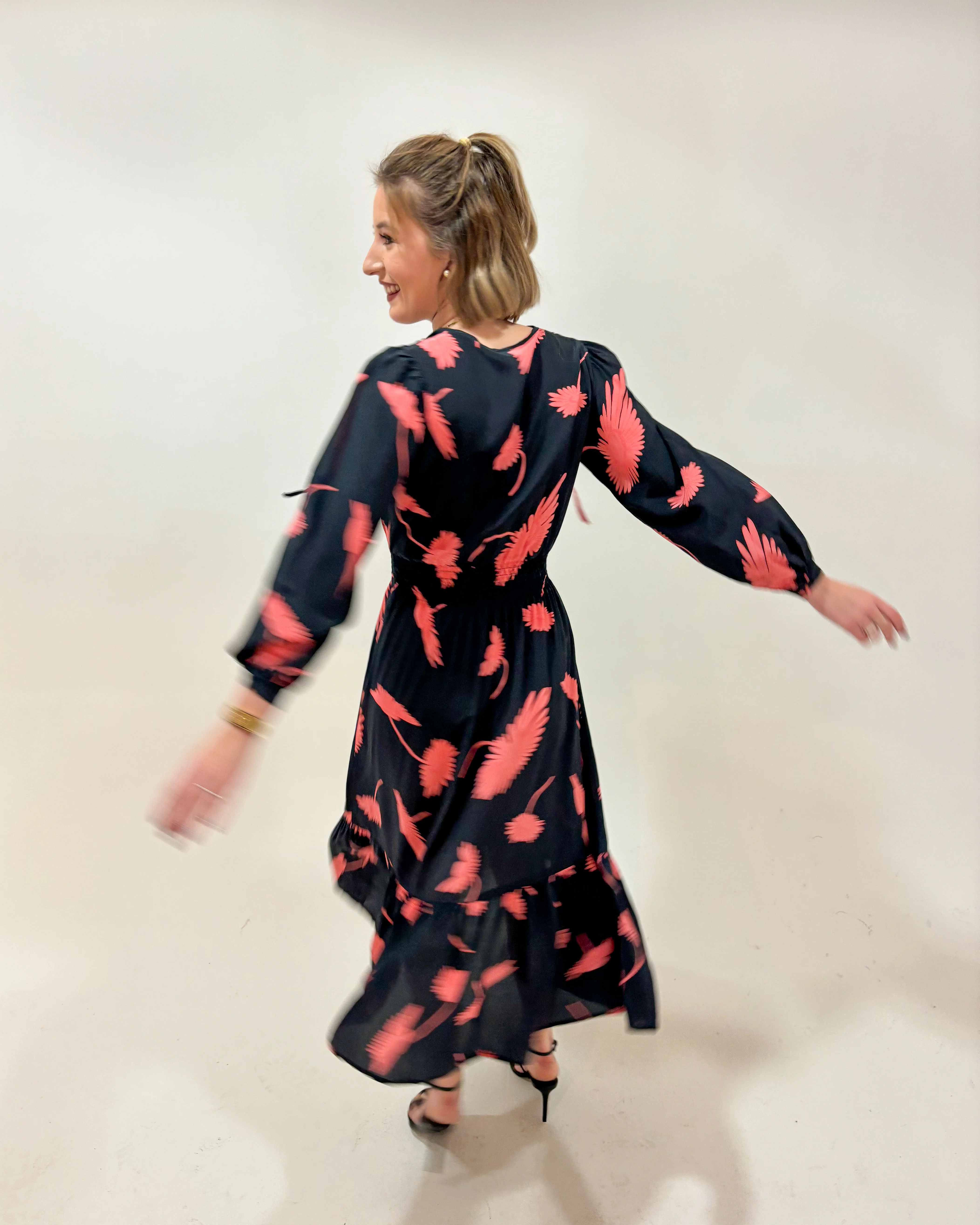 Juliette Dress | Navy and Coral Cassis - Pasdaily