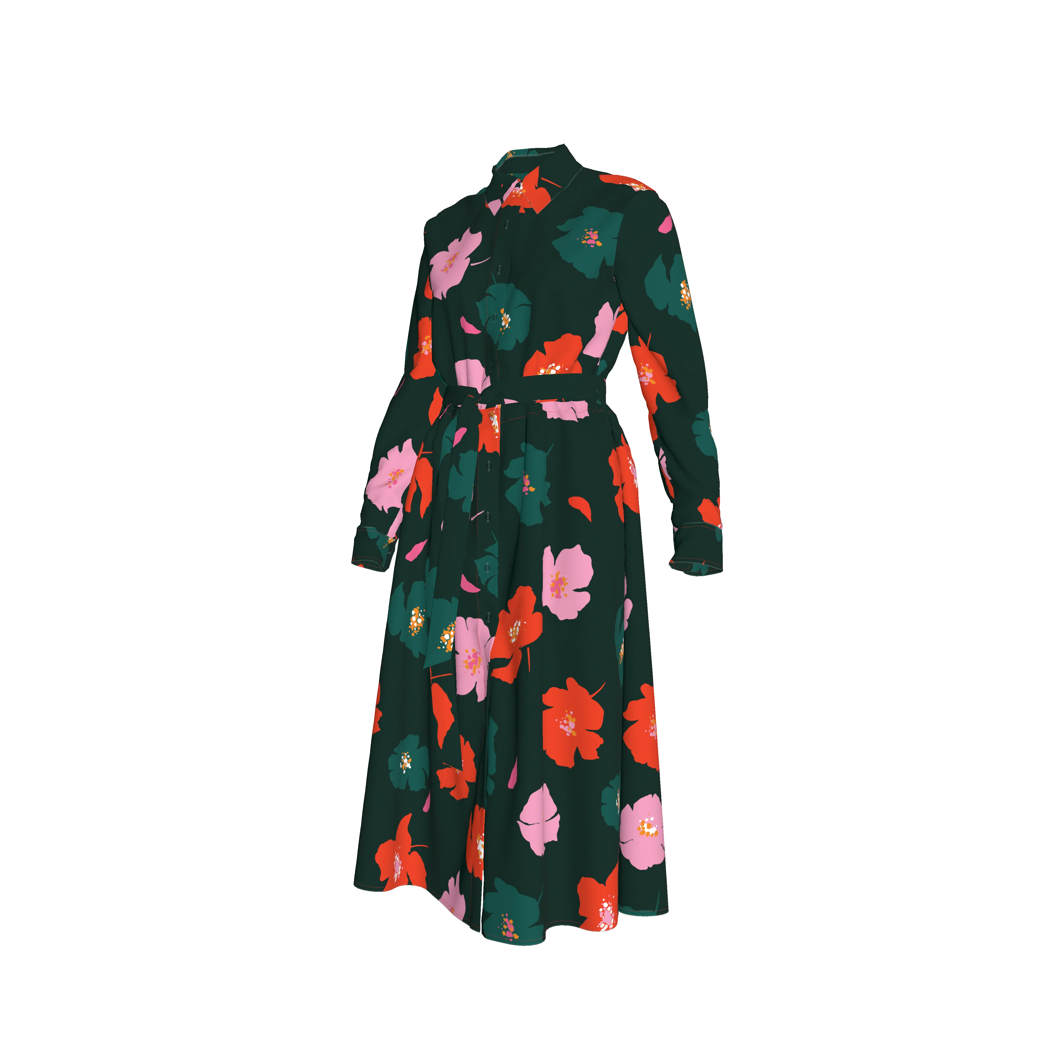 The Emerson Dress in Cotton | Evergreen Poppies - Pasdaily
