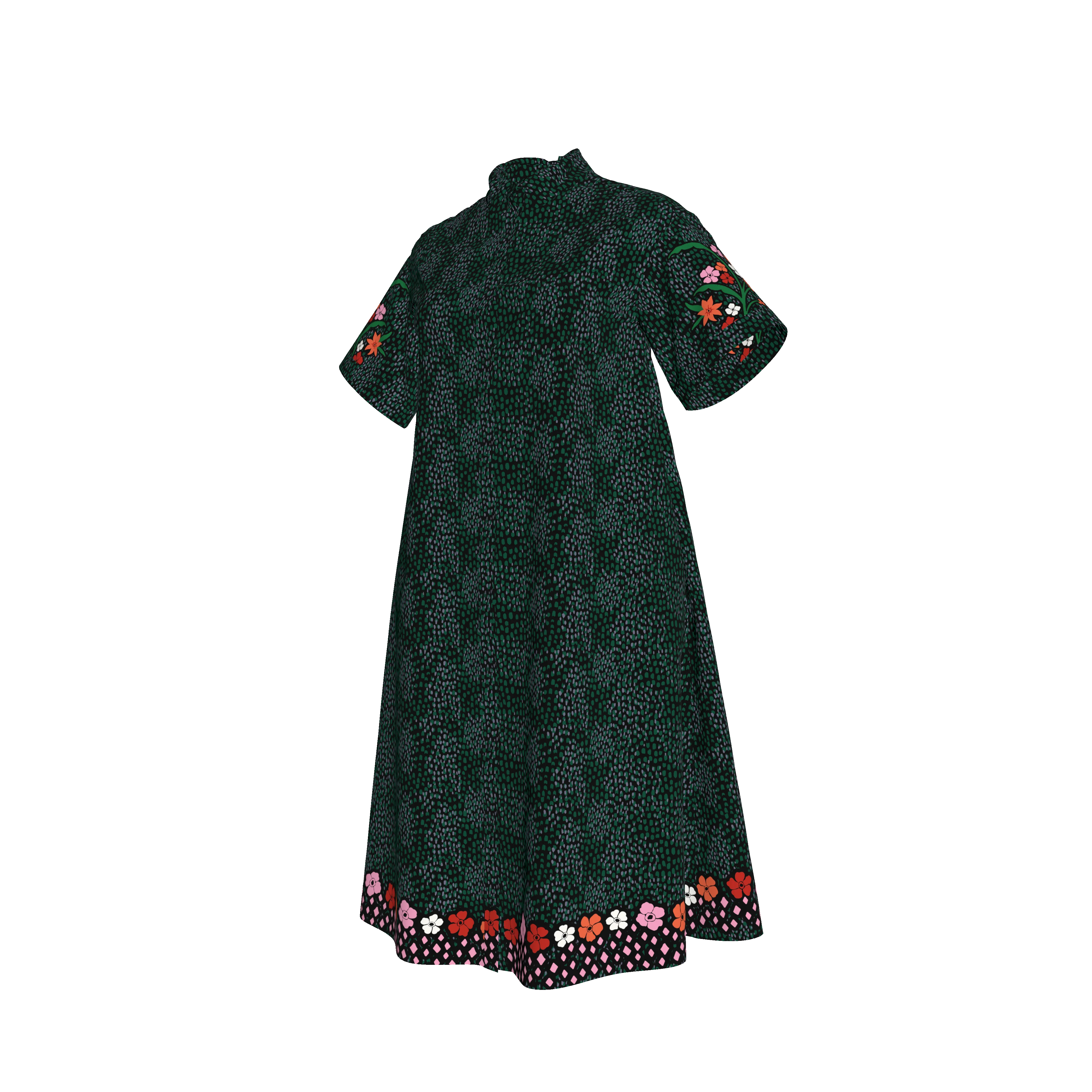 The Sarah Shirtdress | Emerald Baroque Floral - Pasdaily