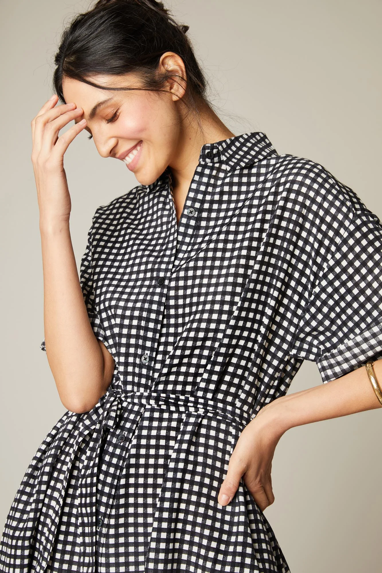 The Sarah Shirtdress | Black Gingham - Pasdaily