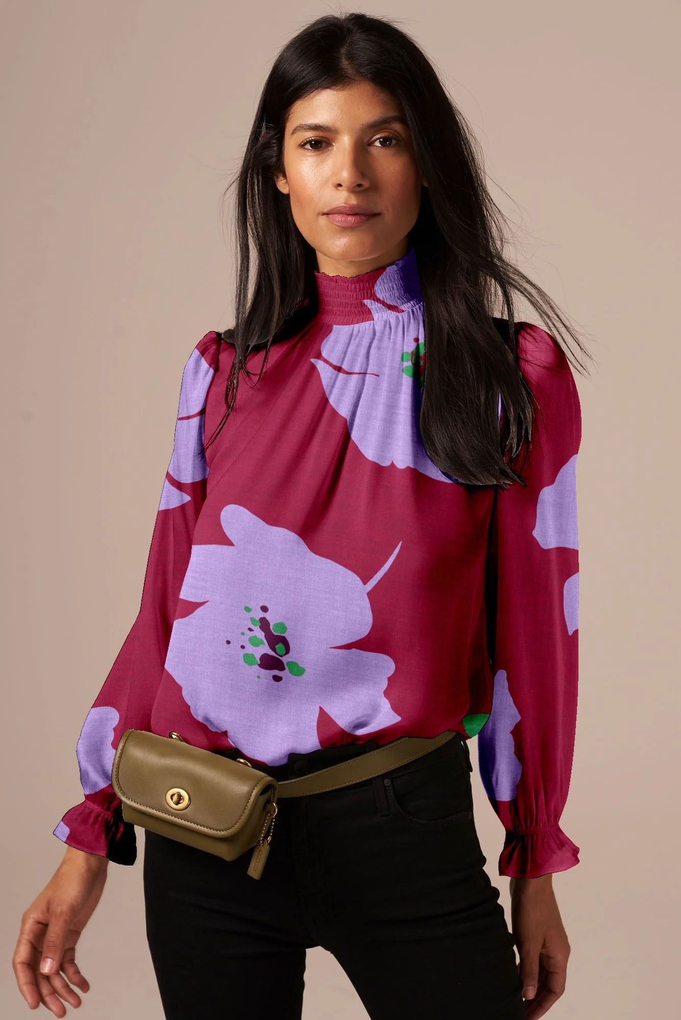 The Stella Top | Purple Poppies - Pasdaily
