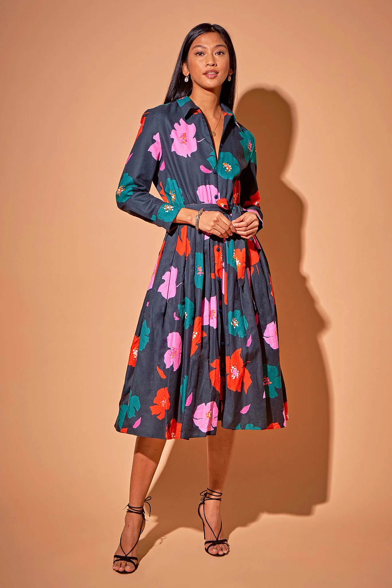 The Emerson Dress in Cotton | Evergreen Poppies - Pasdaily