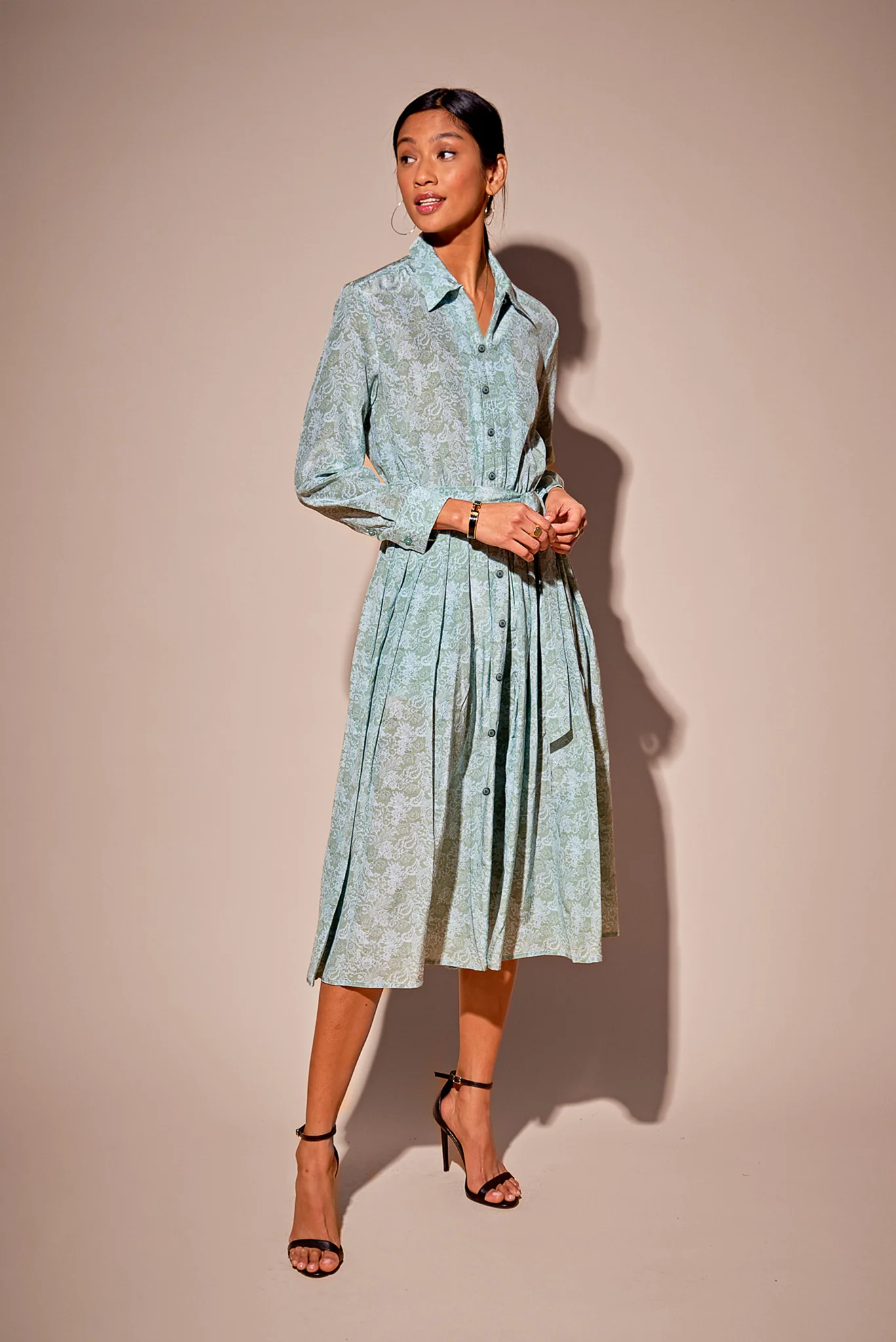 Emerson Dress in Silk | Blue Moss Lace - Pasdaily