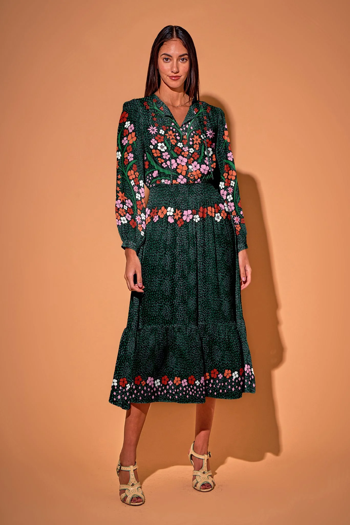 Juliette Dress | Emerald Baroque Floral - Pasdaily