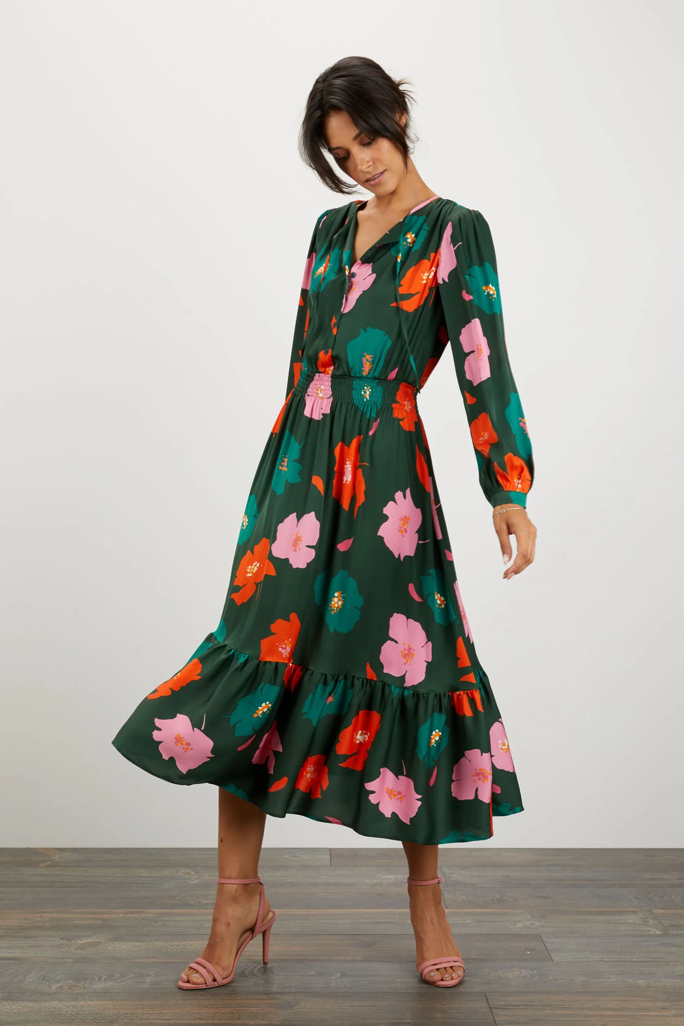 The Juliette Dress | Evergreen Poppies - Pasdaily