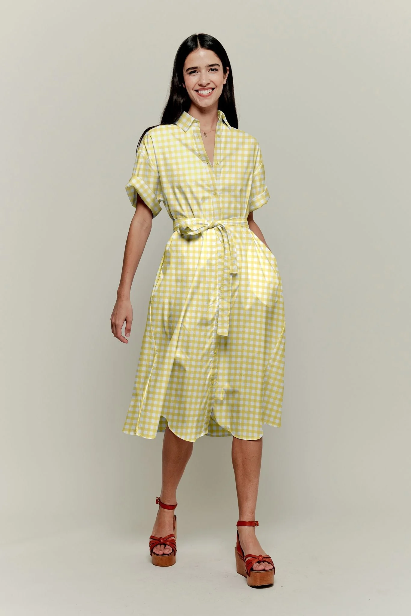 Sarah Shirtdress | Pale Yellow Gingham - Pasdaily