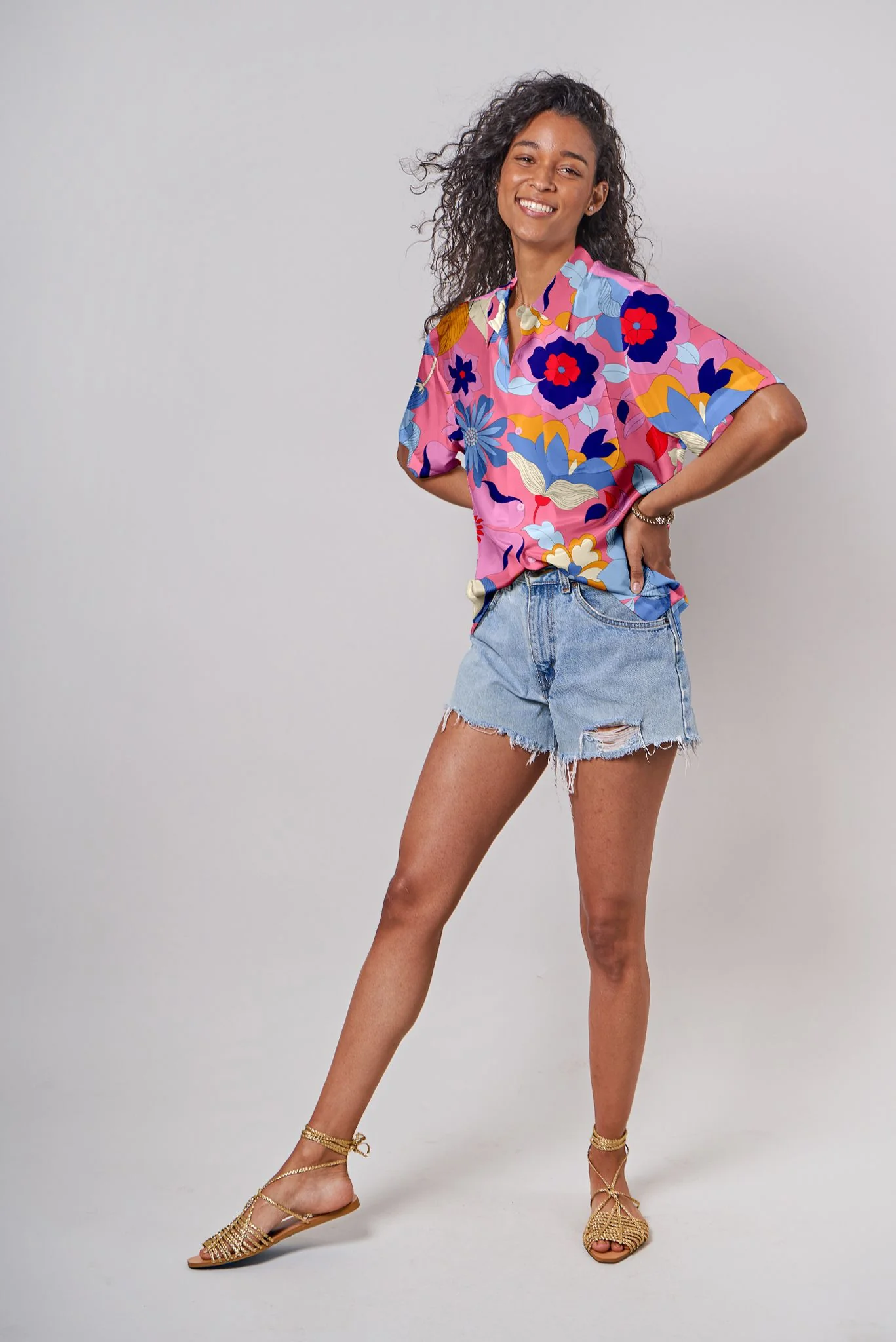 Carter Cabana Shirt | Pink Retro Floral - Pasdaily