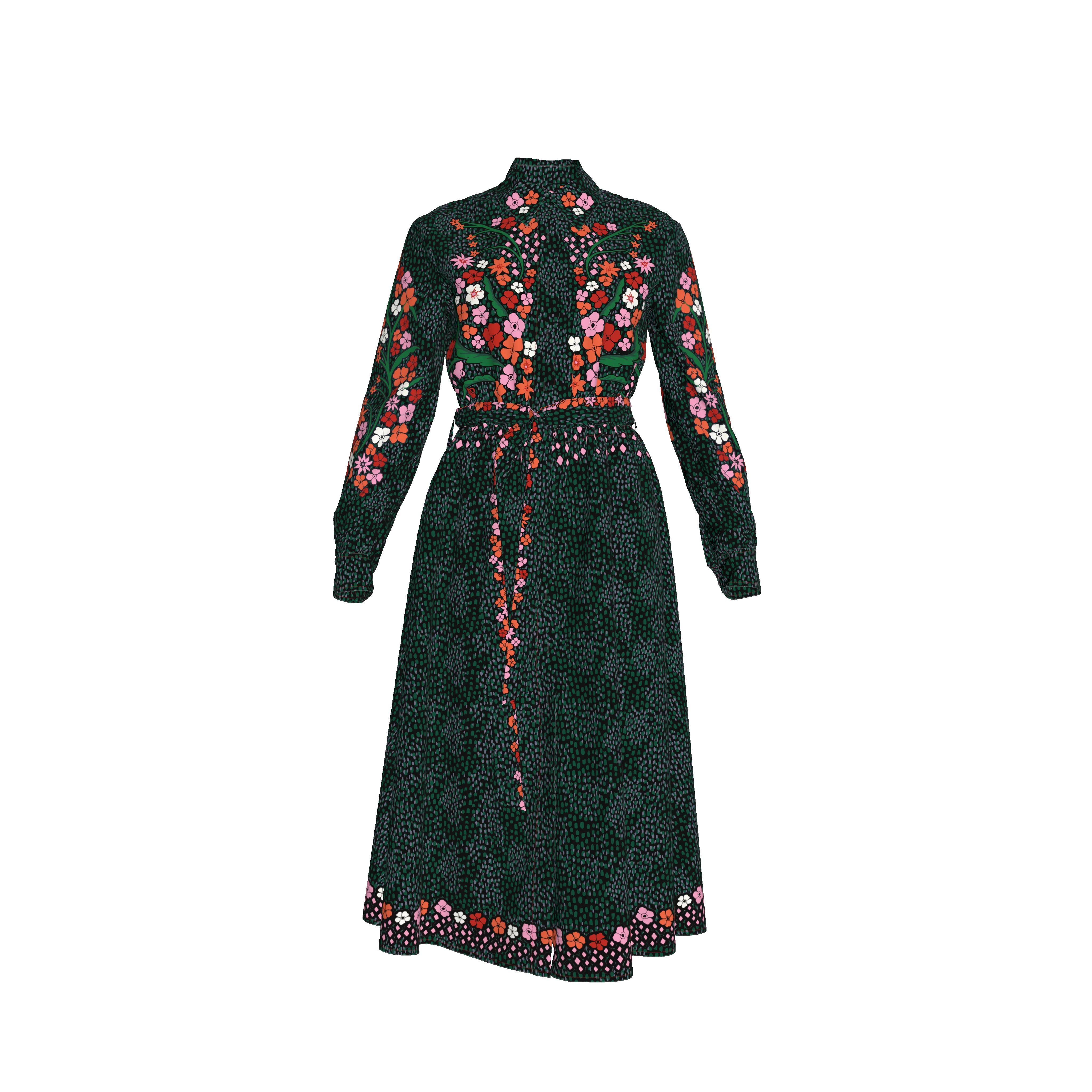 Emerson Dress in Silk | Emerald Baroque Floral - Pasdaily