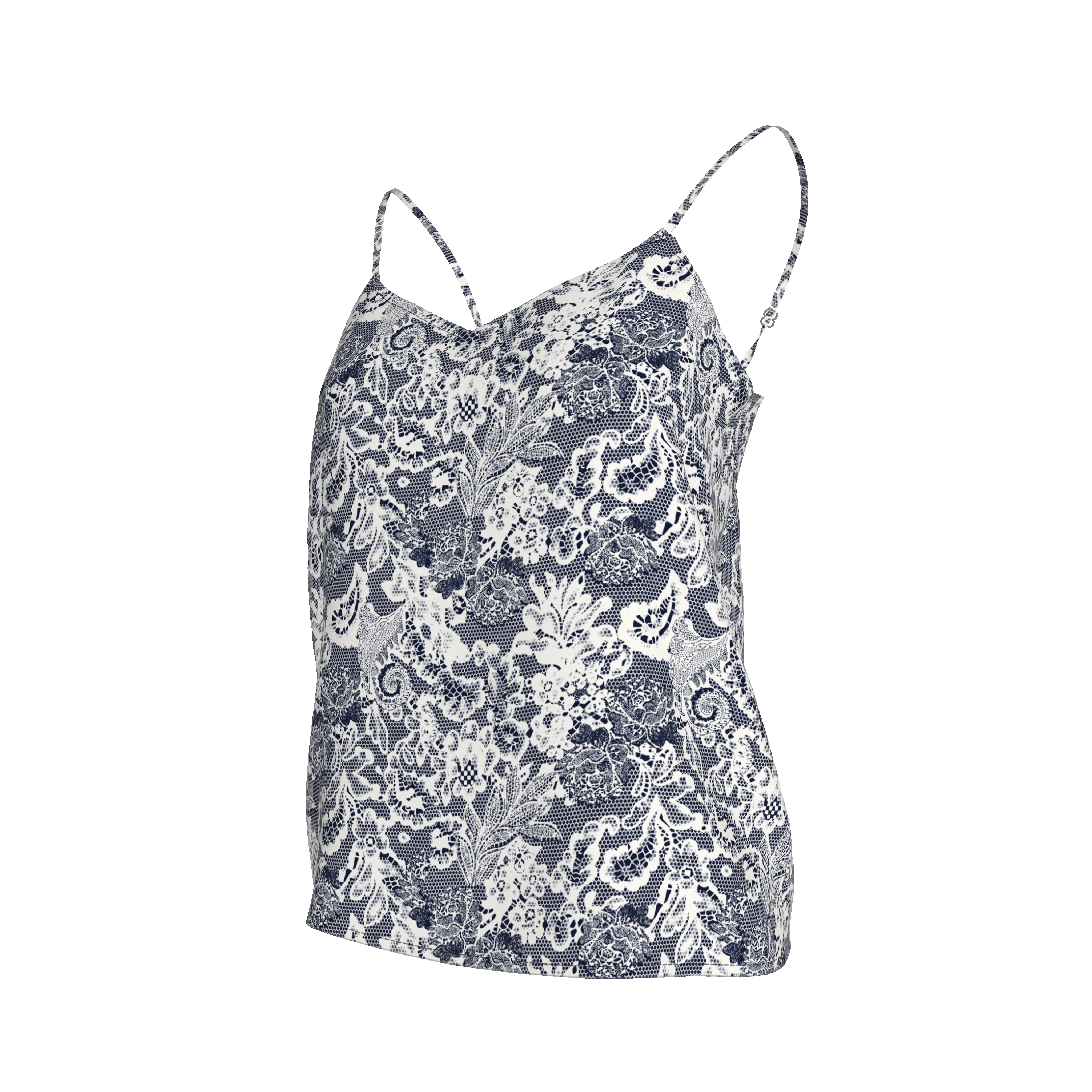 Khala Cami | Ecru Navy Lace Reverse - Pasdaily