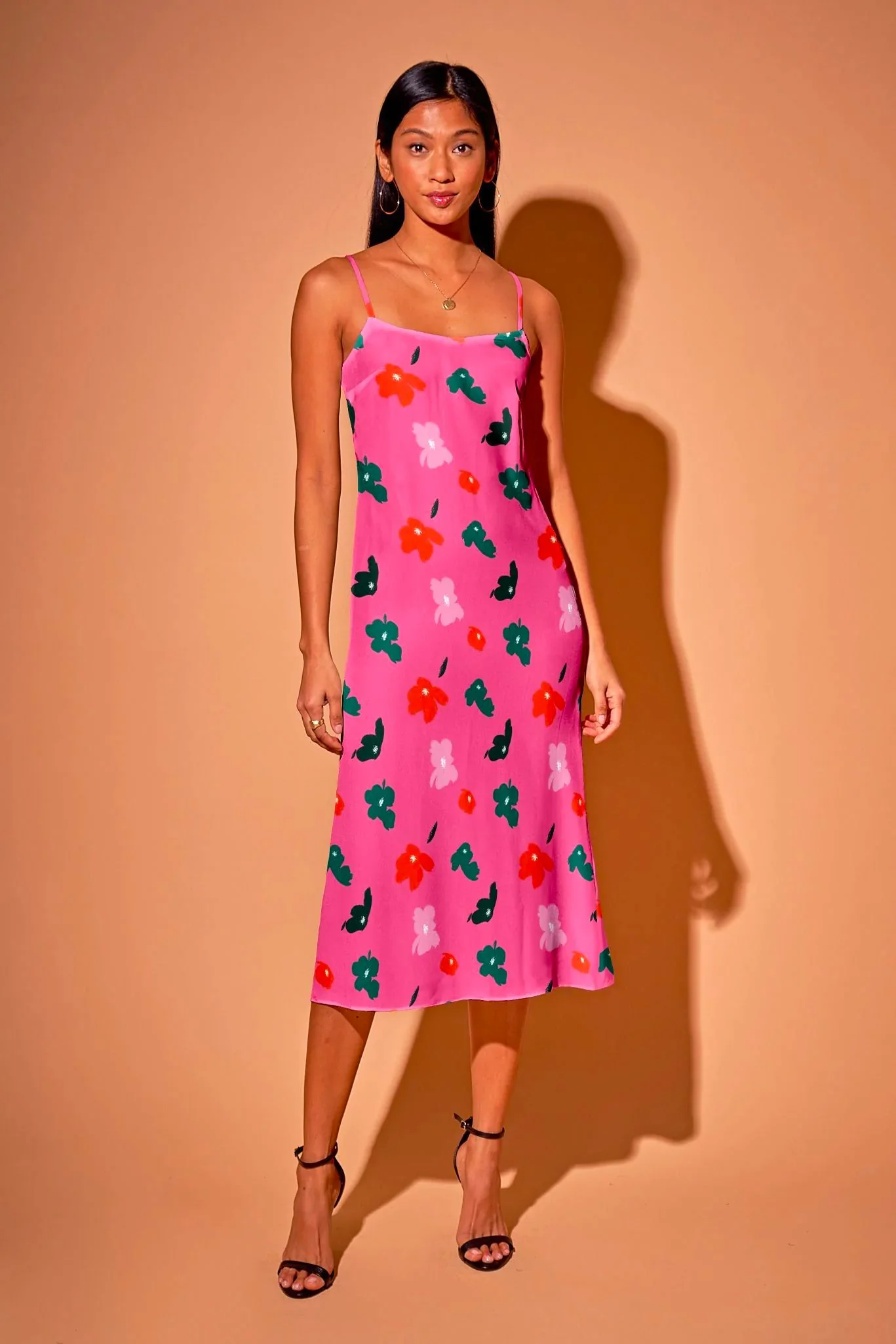 Stevie Slip Dress | Pink Painted Poppies - Pasdaily