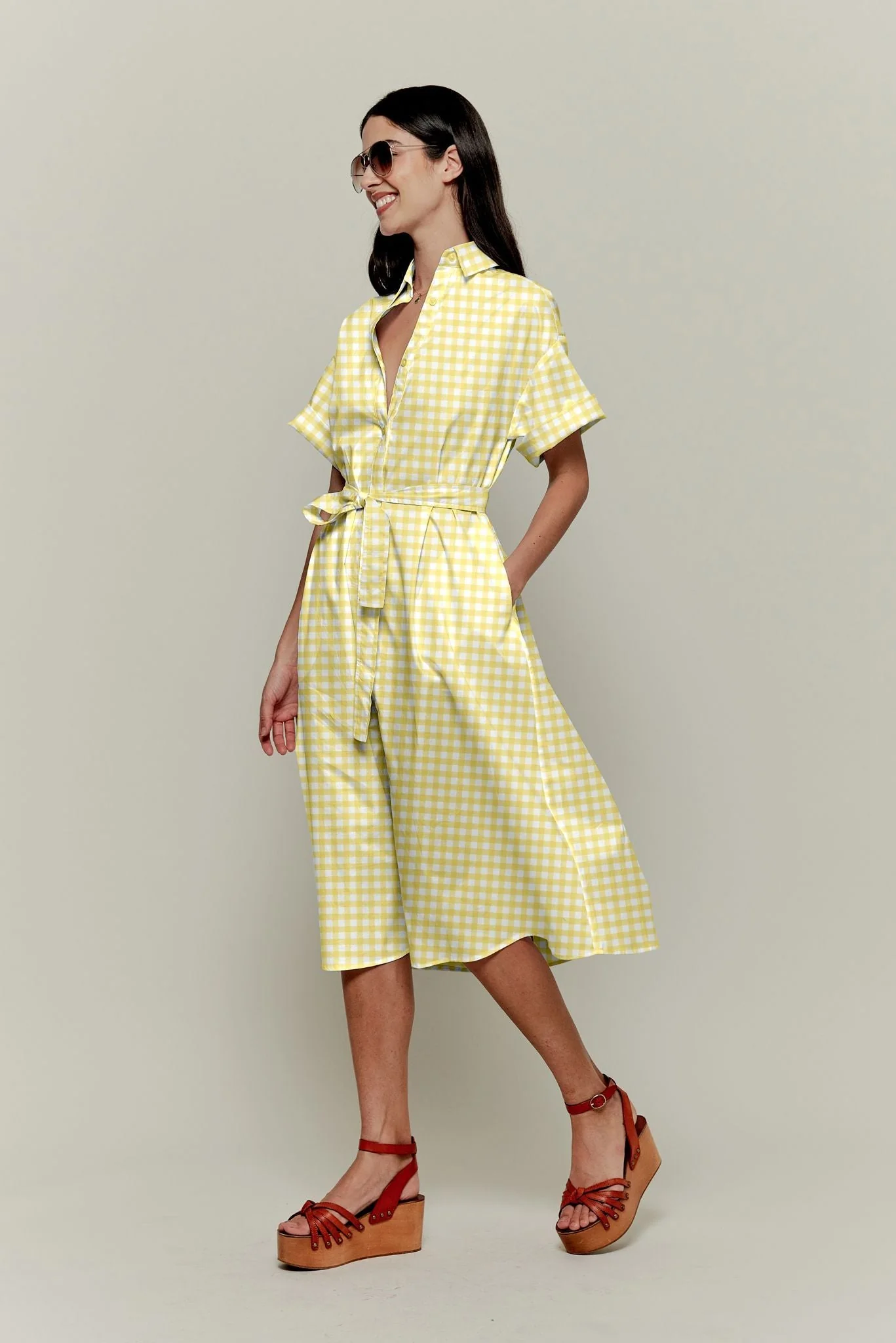 Sarah Shirtdress | Pale Yellow Gingham - Pasdaily