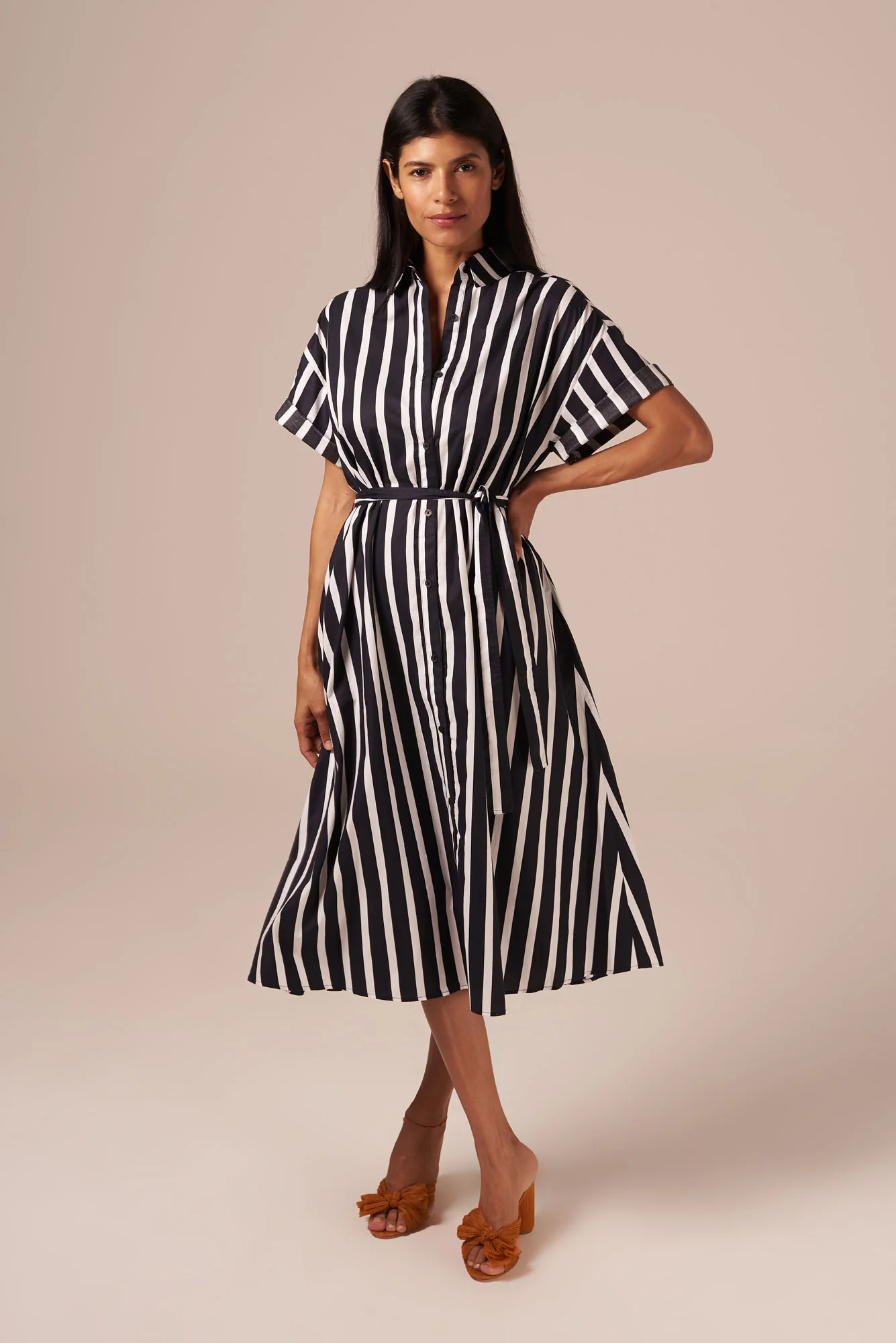 The Sarah Shirtdress | Black Stripe - Pasdaily