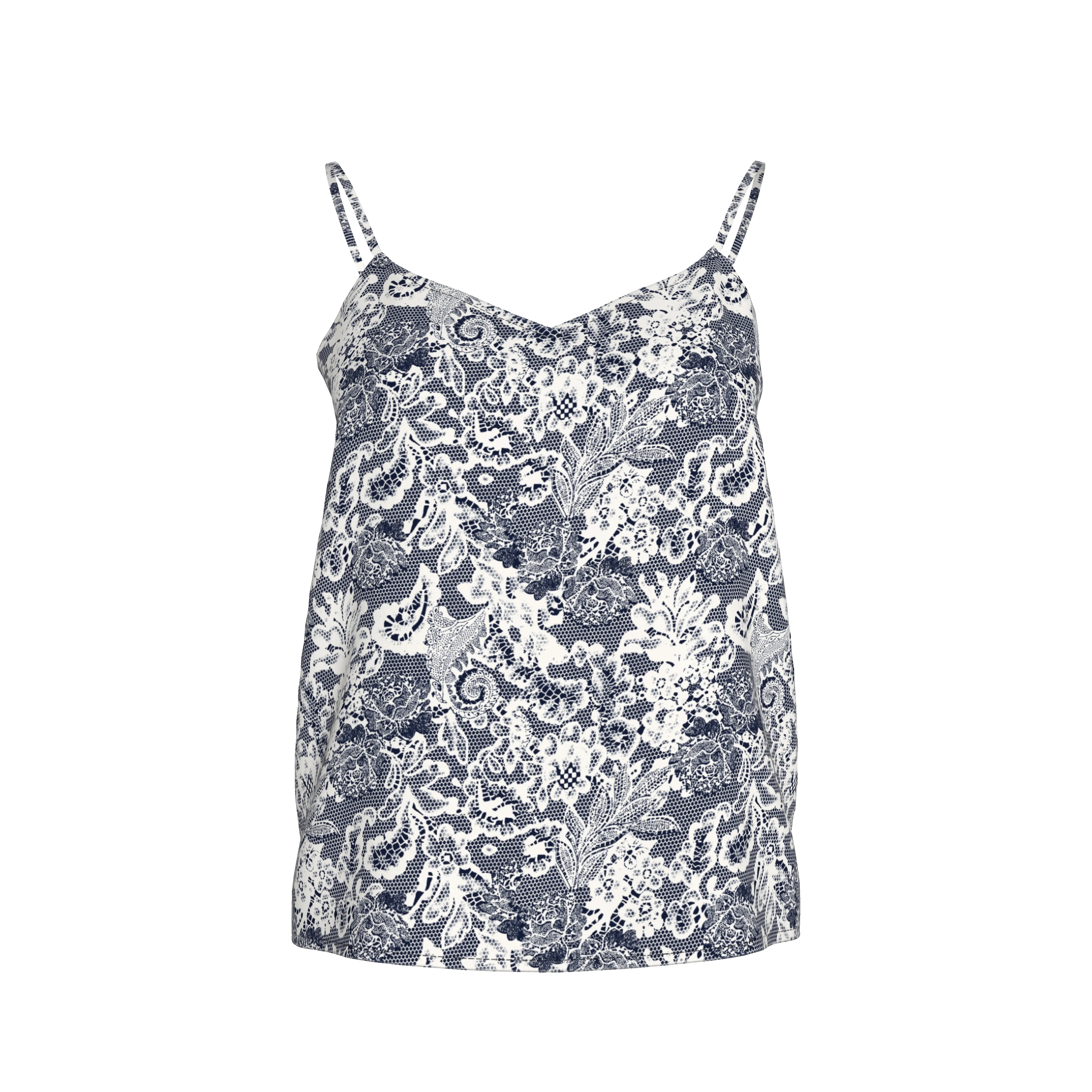 Khala Cami | Ecru Navy Lace Reverse - Pasdaily